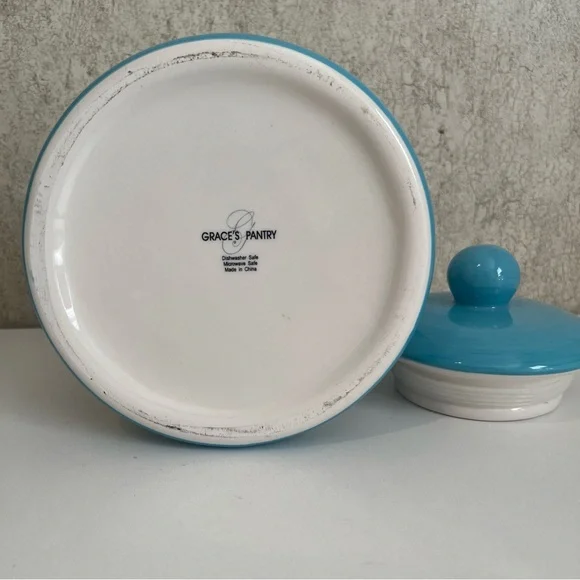 Grace’s Pantry Striped Ceramic Storage Cookie Jar with lid in Blue and White - Picture 7 of 10